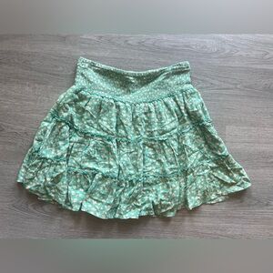 Mint Green American Eagle Skirt with White Flowers
